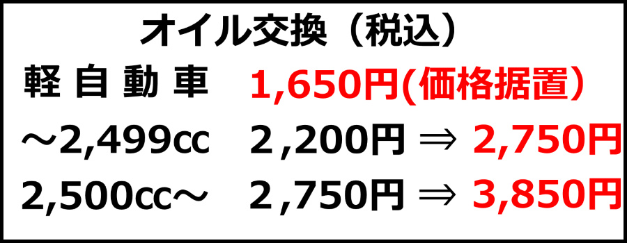 価格改定のお知らせ