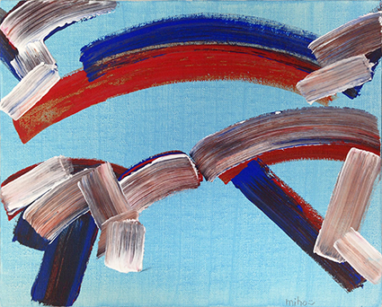 color line -sky blue-　acrylic on canvas　220×273 mm