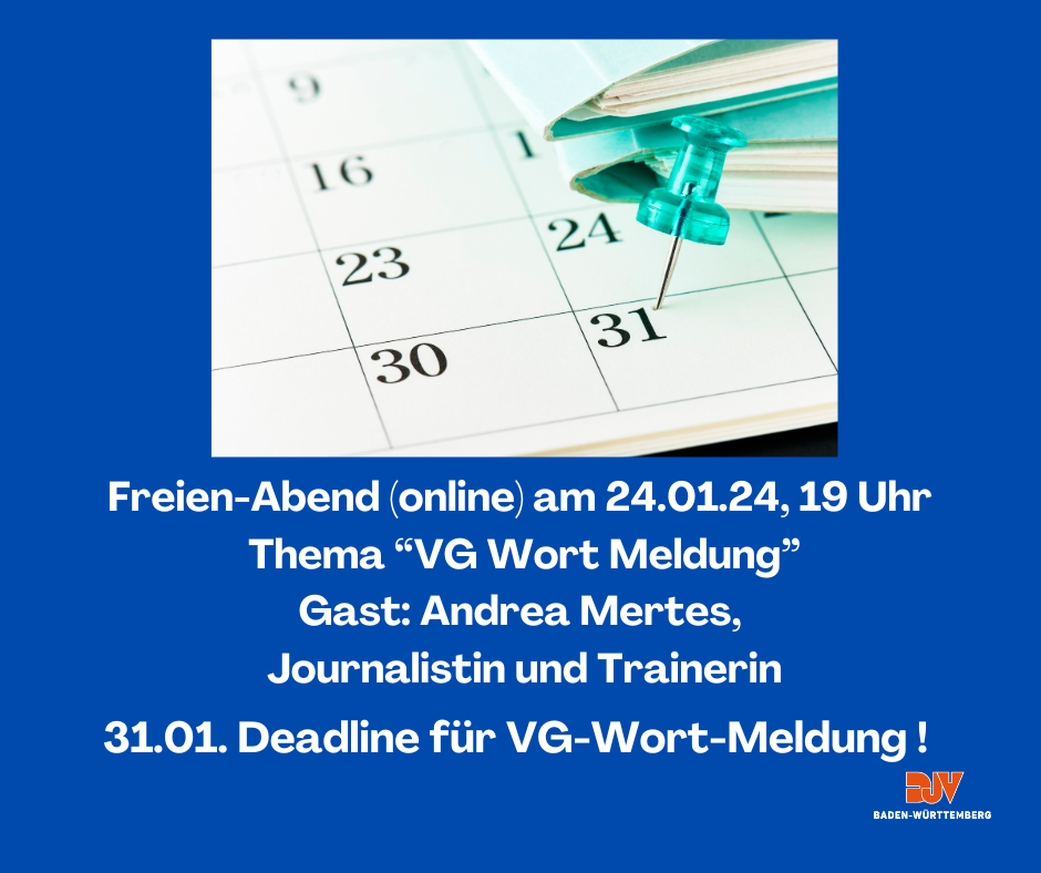 Freien-Abend zum Thema "VG Wort Meldung" am 24.01.24