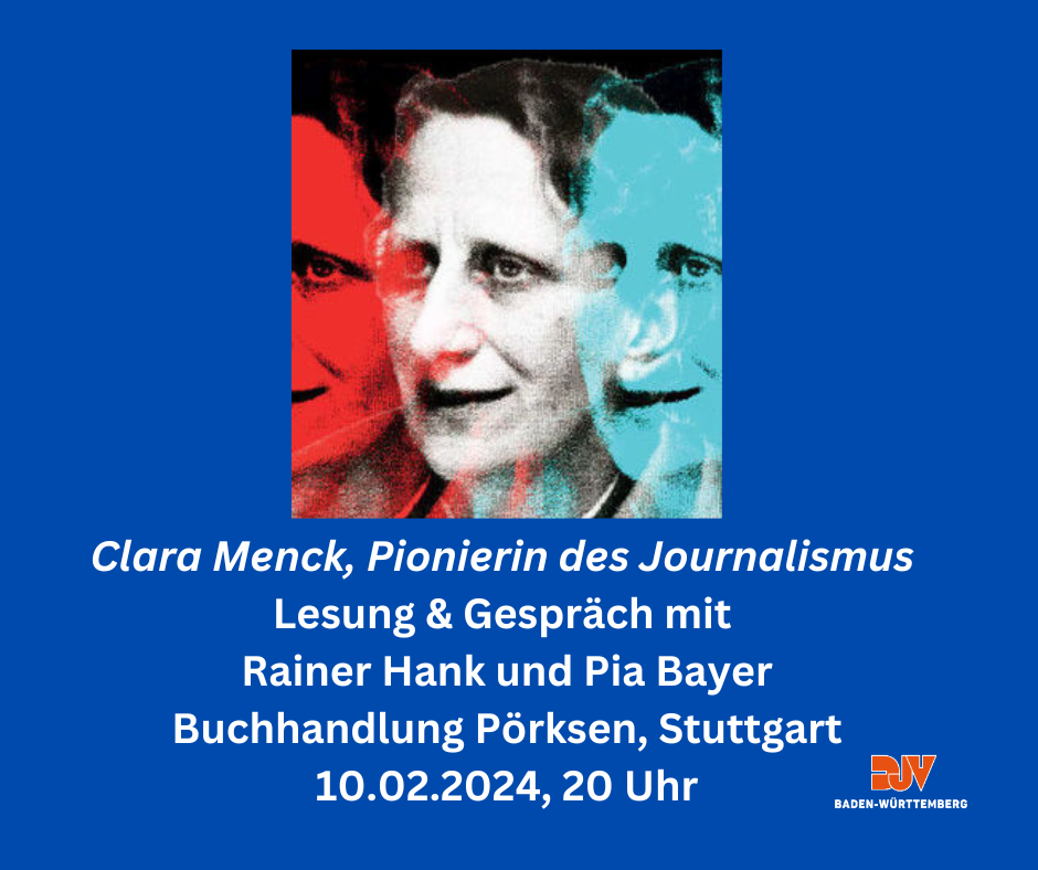 Veranstaltung: "Clara Menck, Pionierin des Journalismus" - Lesung und Gespräch am 10.02.2023 in Stuttgart