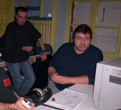 Charles Schneider et Olivier Feunteun sur le tournage du film " Le coyote "