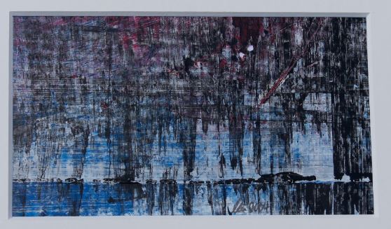 014, Acryl auf Papier, 11,5x6,9 innen, 40x30 aussen, 180 € gerahmt