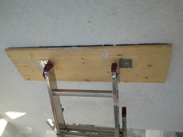 Leiter mit montiertem Fassadenschutz