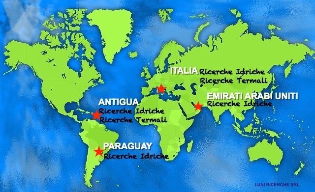 Rabdomanzia: mappa mondo di ricerche idriche e termali eseguite da Maurizio Armanetti