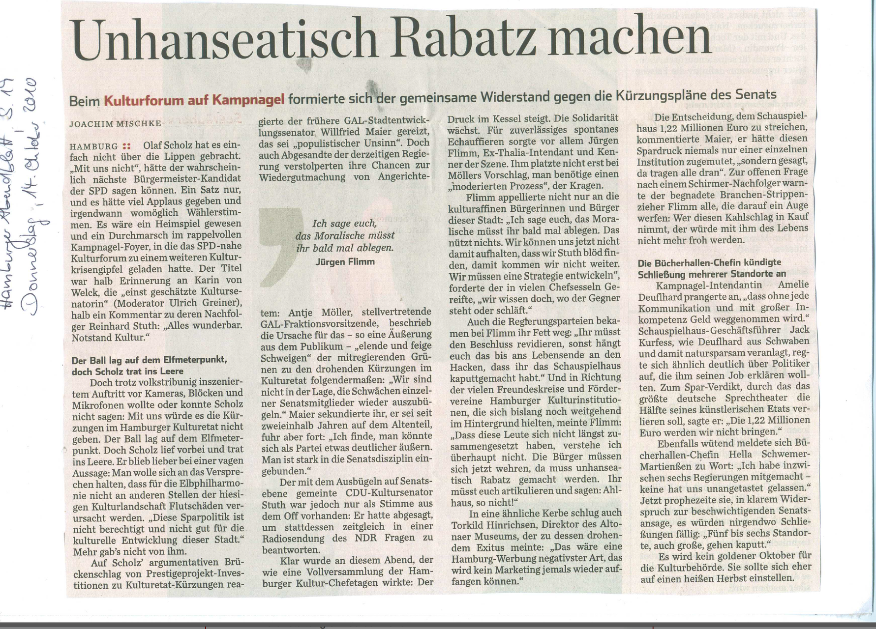 Hamburger Abendblatt, 14. Oktober 2010