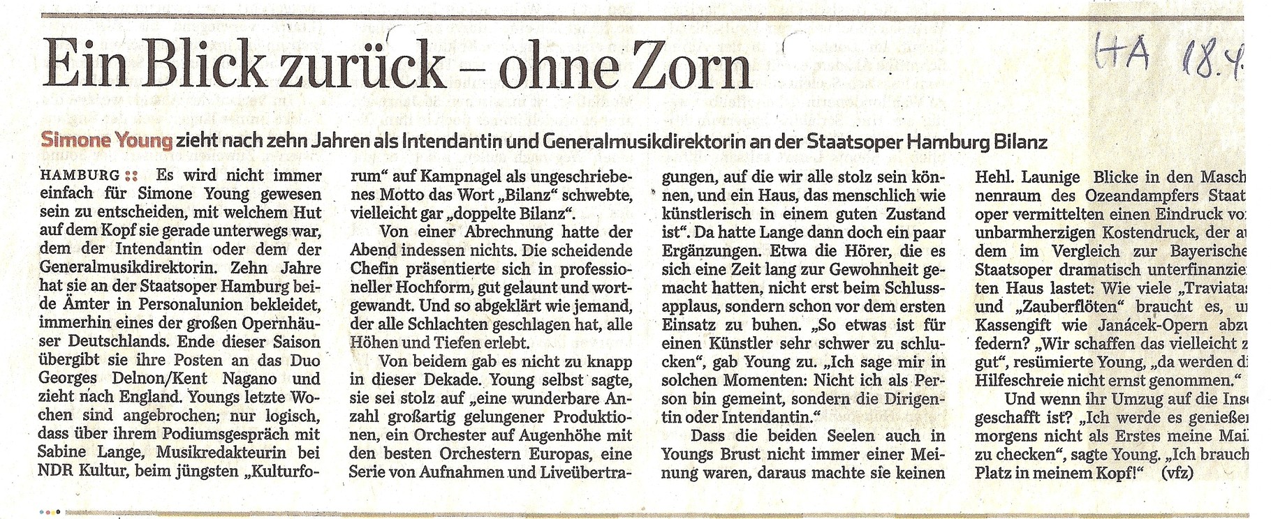 Hamburger Abendblatt, 18. April 2015