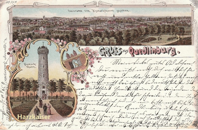Bismarckturm und Blick auf Quedlinburg 1898