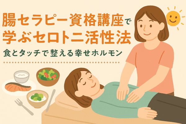 イメージ画像|腸セラピー資格講座で学ぶセロトニン活性法|食とタッチで整える幸せホルモン