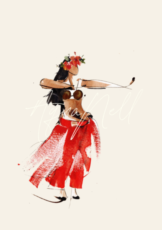 Danseuse tahitienne Coco More rouge Aquanell