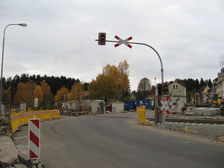 Bahnübergang aus Richtung Bahnhofstraße