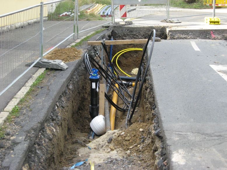 Verbindungsstelle der Verrohrung in der Bahnhofstr. mit Abzweigung nach Norden