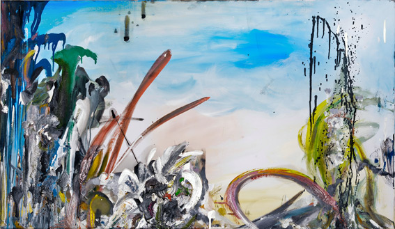 "vordergründige täuschung"  •  2021  •  60 x 105 cm •  oil on polyester banner