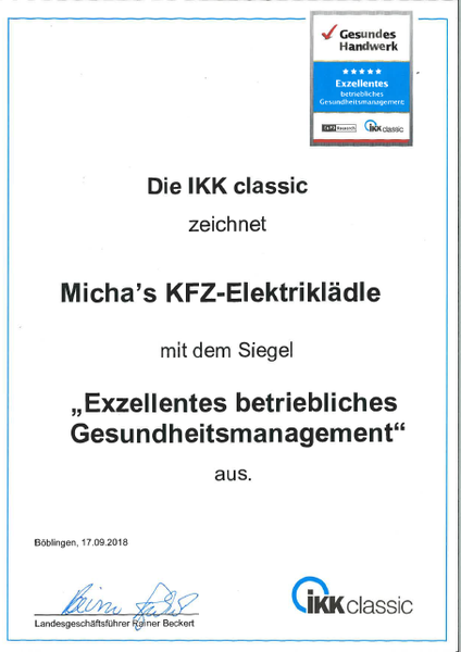 Auszeichnung: Exzellentes BGM in unserer Autowerkstatt in Rutesheim