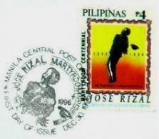 1996 Rizal Martyrdom Stamp on Main Part of First Day Cover