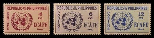 Mga Selyo ng Pilipinas: Nobiyembre 24, 1947 - Pulong o Kumperensiya ng Economic Commission in Asia and the Far East (ECAFE) - Set ng 6 na selyo – Philippine stamps