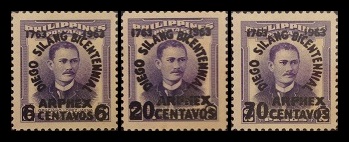 Mga Selyo ng Pilipinas: Hunyo 12, 1963 - Tanghalan Sining at Pilatelika ng Ika-200 Anibersaryo ni Diego Silang (ARPHEX) - Set ng 3 selyo – Philippine stamps