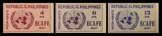 Mga Selyo ng Pilipinas: Nobiyembre 24, 1947 - Pulong o Kumperensiya ng Economic Commission in Asia and the Far East (ECAFE) - Set ng 6 na selyo – Philippine stamps - imperforate