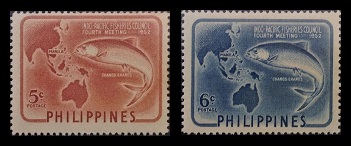 Mga Selyo ng Pilipinas: Oktubre 23, 1952 - Indo-Pacific Fisheries Council - Set ng 2 selyo – Philippine stamps