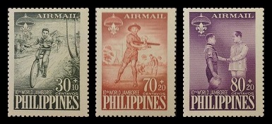 Mga Selyo ng Pilipinas: Hulyo 17, 1959 - Ika-10 Pistahang Boy Scout - Set ng 3 selyo – Philippine stamps
