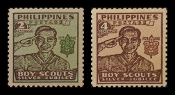 Mga Selyo ng Pilipinas: Oktubre 31, 1948 - Ika-25 Anibersaryo ng Boy Scouts ng Pilipinas - Set ng 4 na selyo – Philippine stamps