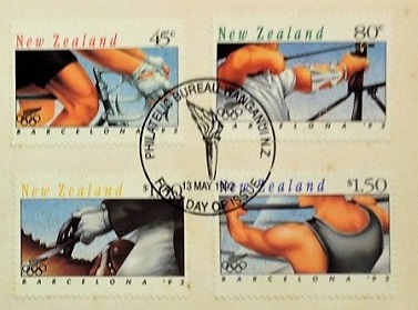 Olympic-Torch_New-Zealand-1992_Barcelona-Olympic-Games_Summer_First-Day-Cover/FDC-main-part