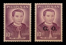 Mga Selyo ng Pilipinas: Marso 24, 1963 - Bago, Mga Tanyag na Filipino, V / Karaniwan at Opisyal na Selyo ni Padre Jose Burgos - Set ng 2 selyo – Philippine stamps