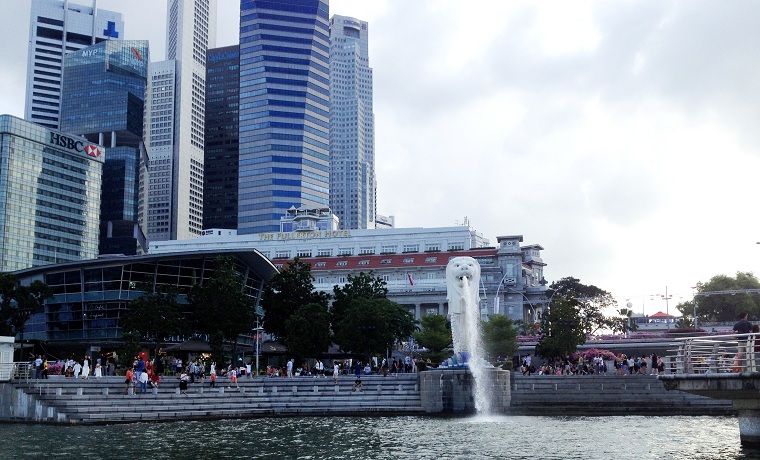 Merlion Park Viewed from a Boat