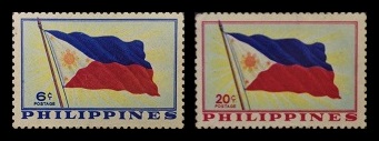 Mga Selyo ng Pilipinas: Pebrero 8, 1959 - Pambansang Bandera ng Pilipinas - Set ng 2 selyo – Philippine stamps