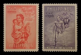 Mga Selyo ng Pilipinas: Nobiyembre 30, 1950 - Tulong para sa mga Biktima ng Guwera - Set ng 2 selyo – Philippine stamps