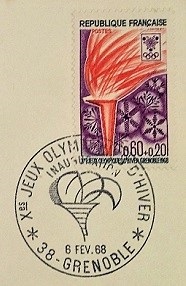 Olympic-Torch_France-1968_Grenoble-Olympic-Games_Winter_First-Day-Cover/FDC-main-part
