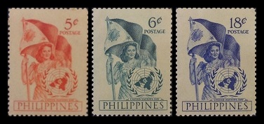 Mga Selyo ng Pilipinas: Oktubre 24, 1951 - Araw ng Nagkakaisang Estados - Set ng 3 selyo – Philippine stamps