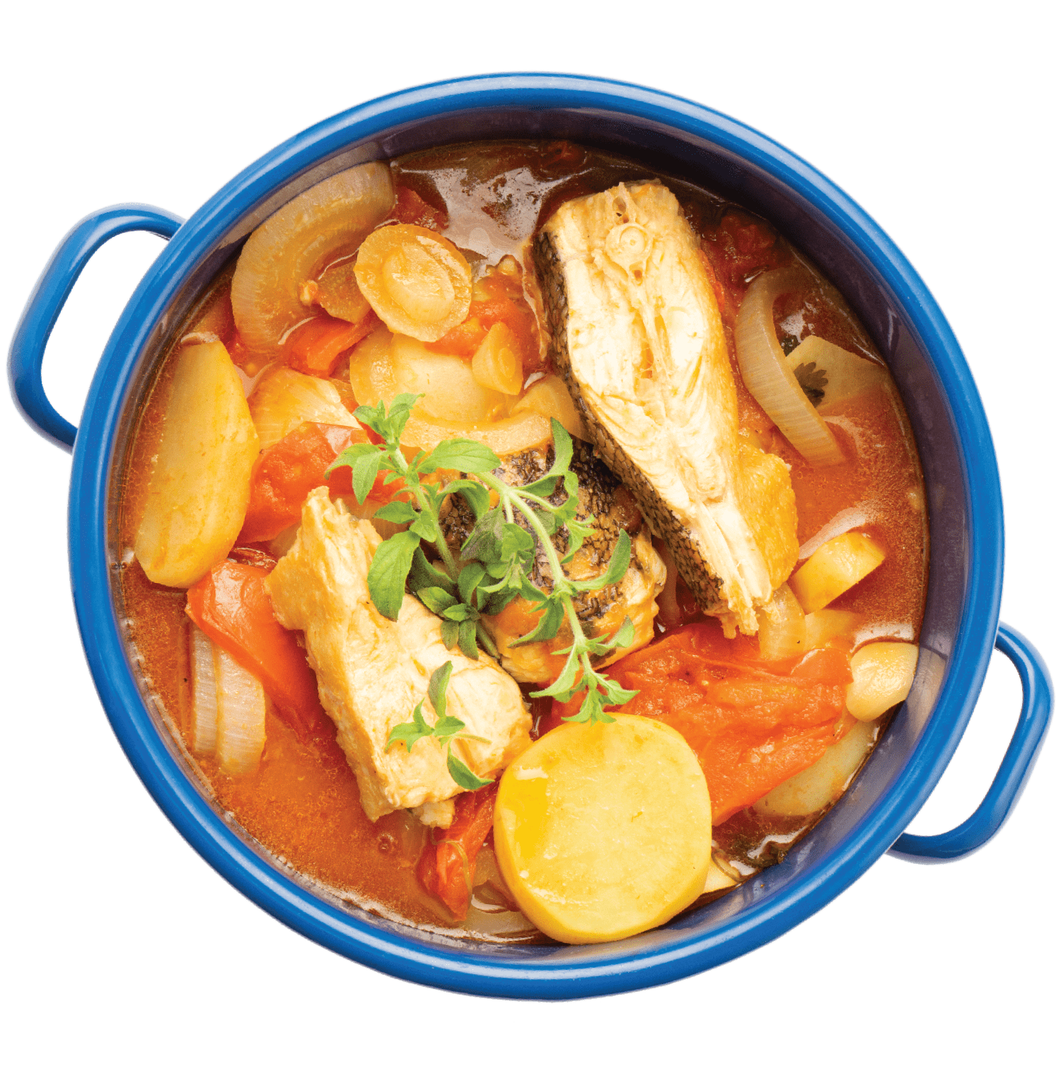 Caldeirada: soupe de poissons et légumes traditionnelle de la cuisine portugaise 