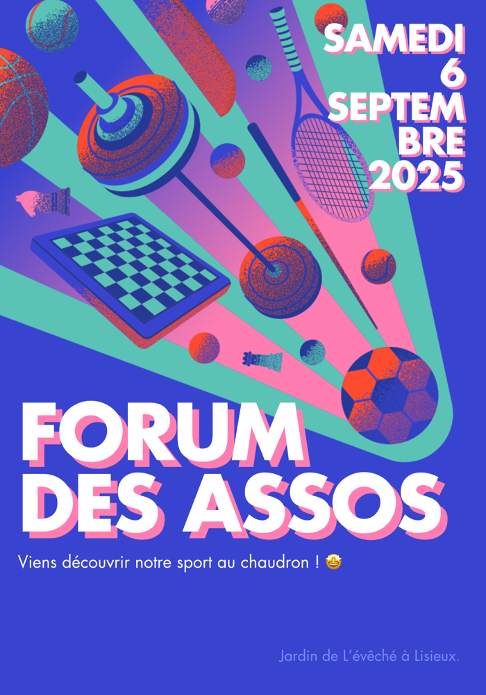 Le forum des assos c’est Samedi 6 septembre 2025 au jardin de l’Eveche à Lisieux !!! Venez voir notre stand ! ✌️