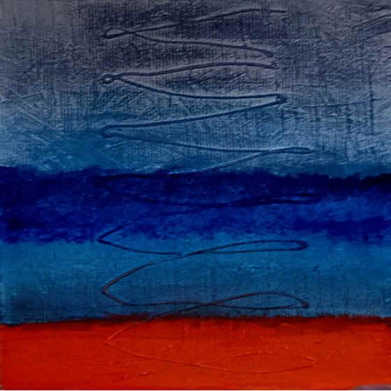 paysage orange  25cm x 25cm