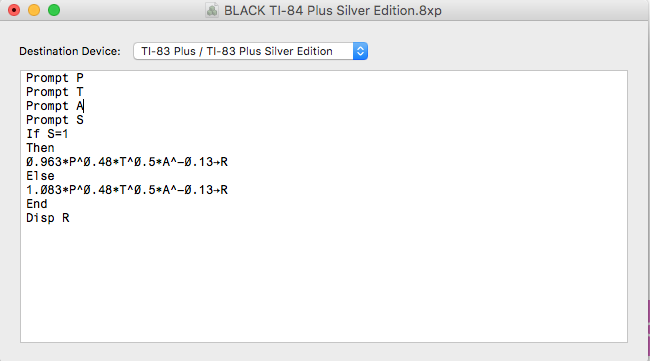 Programmer La Ti83 Formule De Black Cours Bts Dietetique