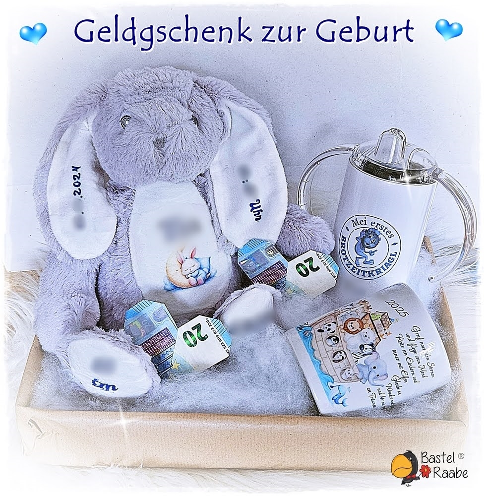 Set "Trinkbecher, Plüschhase und Spardose Arche Noah"
