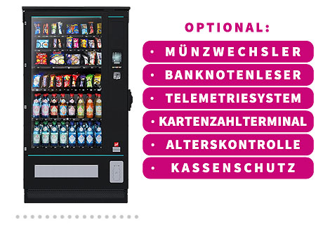 Grafik: MAGMA OUTDOOR Snackautomat - inklusive Münzwechsler, Banknotenleser, Alterskontrolle, Telemetrie und kontaktloses Bezahlen