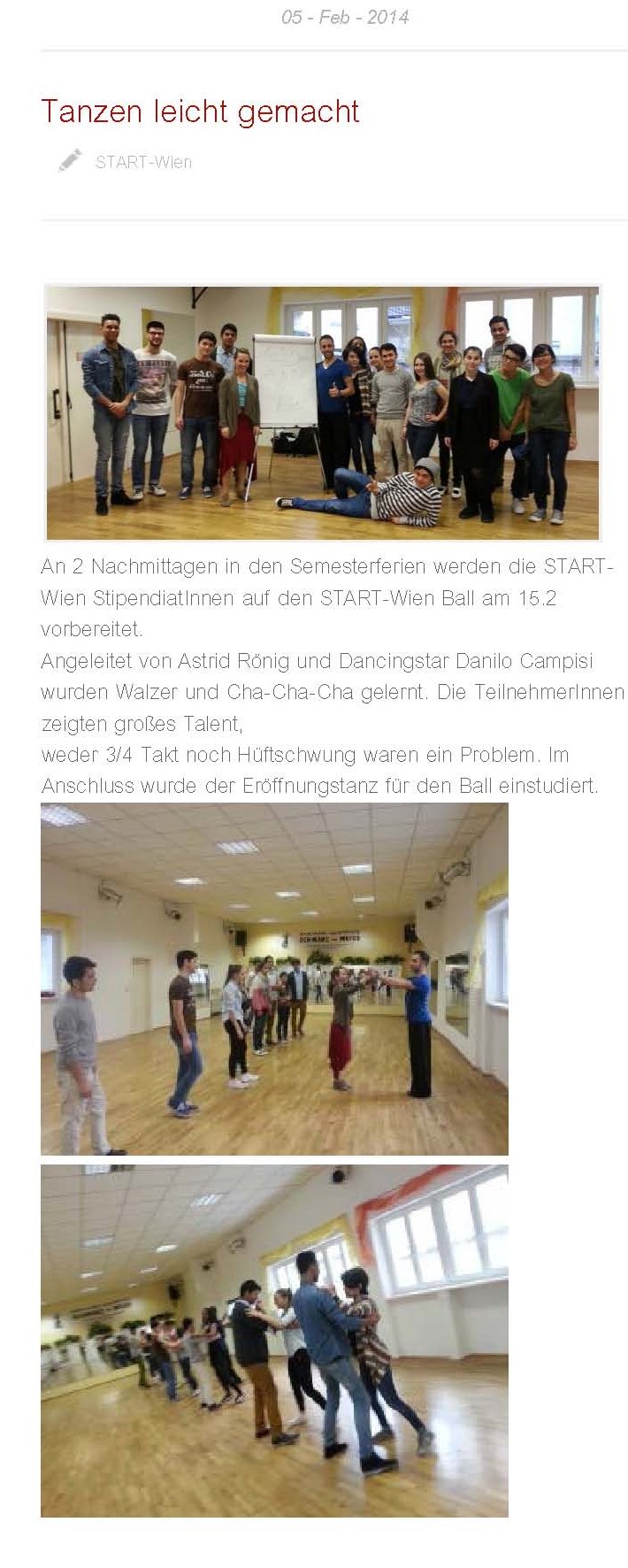 Web-Artikel: Tanzkurs mit Danilo Campisi + Astrid Roenig