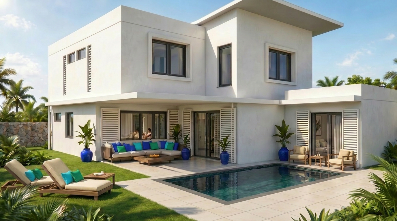 Nouveau programme exclusif Jinvesty de villa de luxe île Maurice LAELIA PDS trou au biches pied dans l'eau