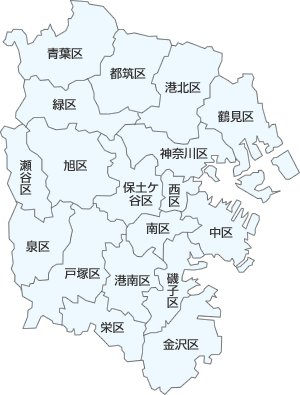 横浜のポスティング可能エリアの地図