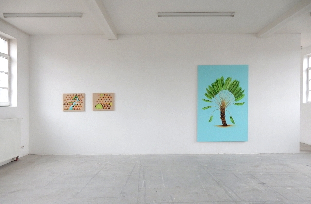 Hommage to the water Part I and II, Palm trees Part I, Ausstellungsansicht Wilhelmstr. e.V. Stuttgart, 2015