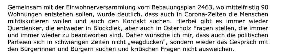 Auszug aus dem Newsletter Oktober