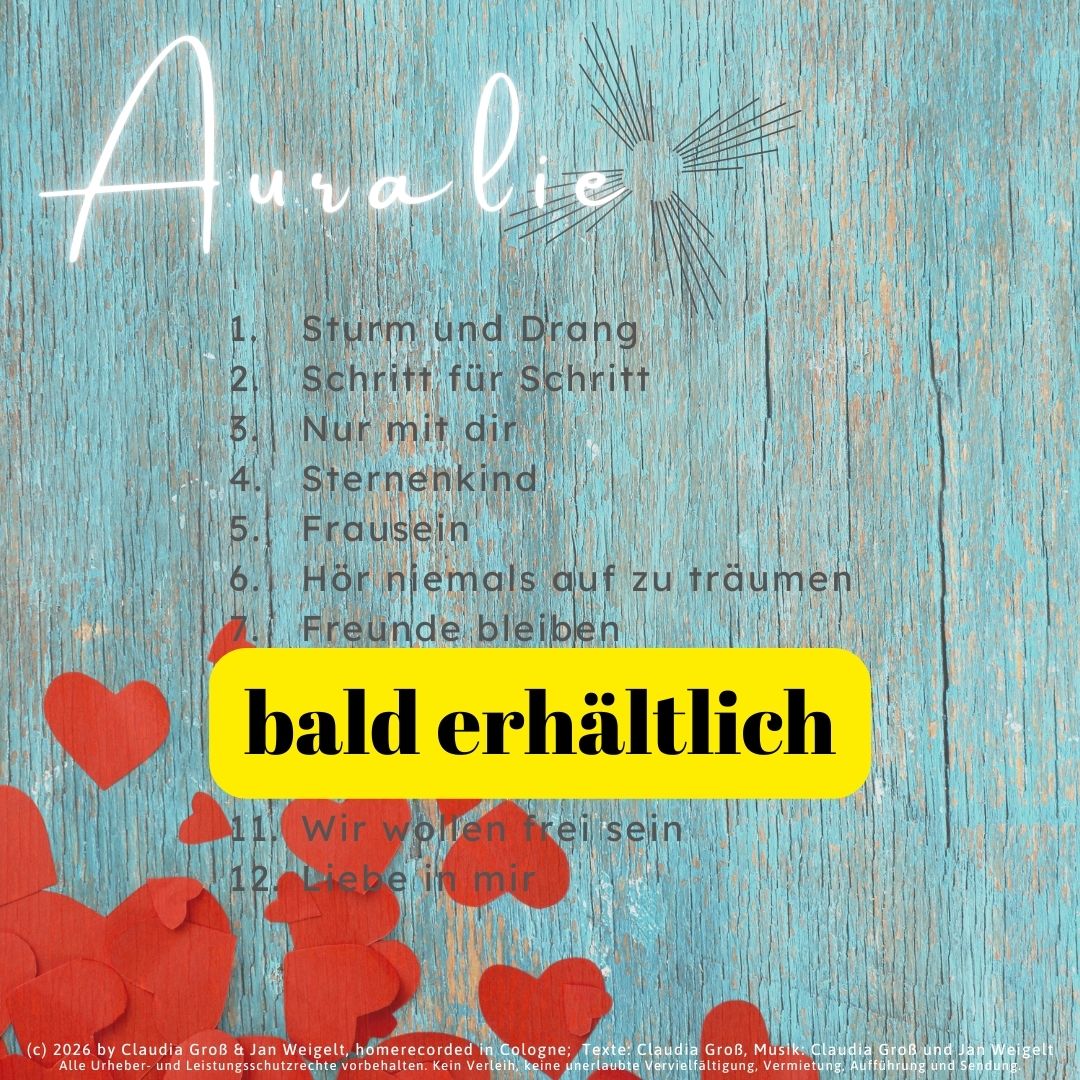 CD Liebenswert von Auralie Rückseite mit Titeln
