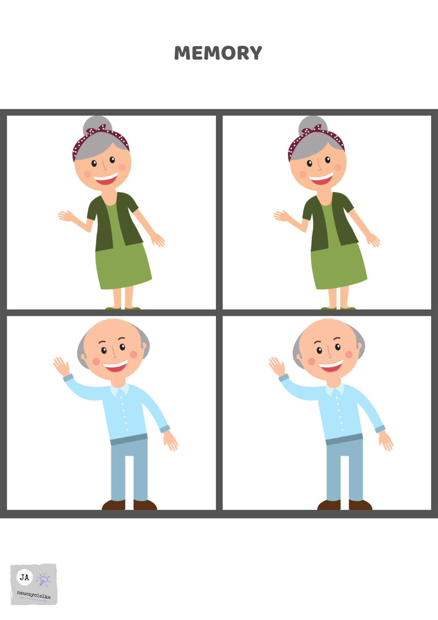 Babcia I Dziadek Karty Pracy Babcia i dziadek - karty pracy - janauczycielka