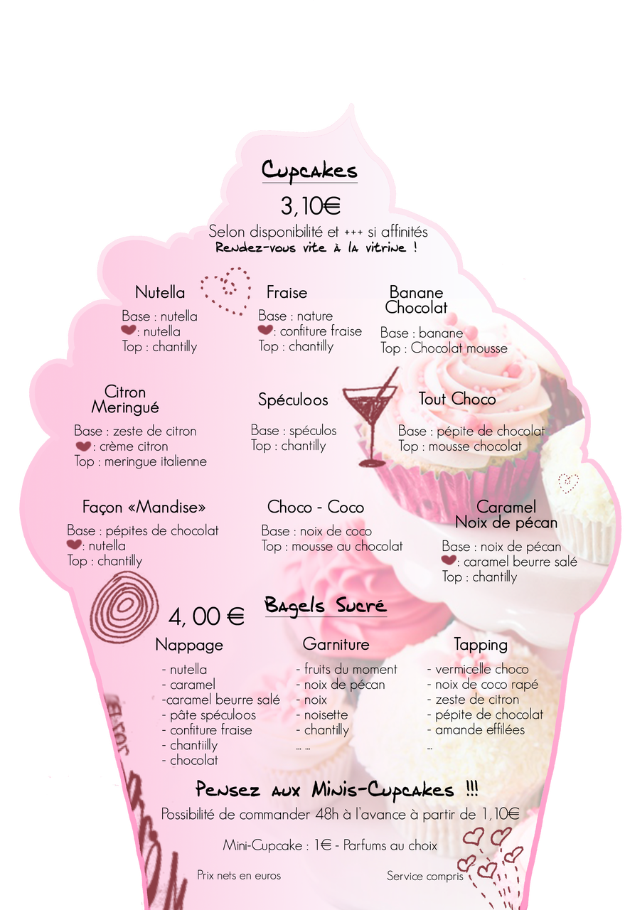 Carte de salon de thé-cupcake