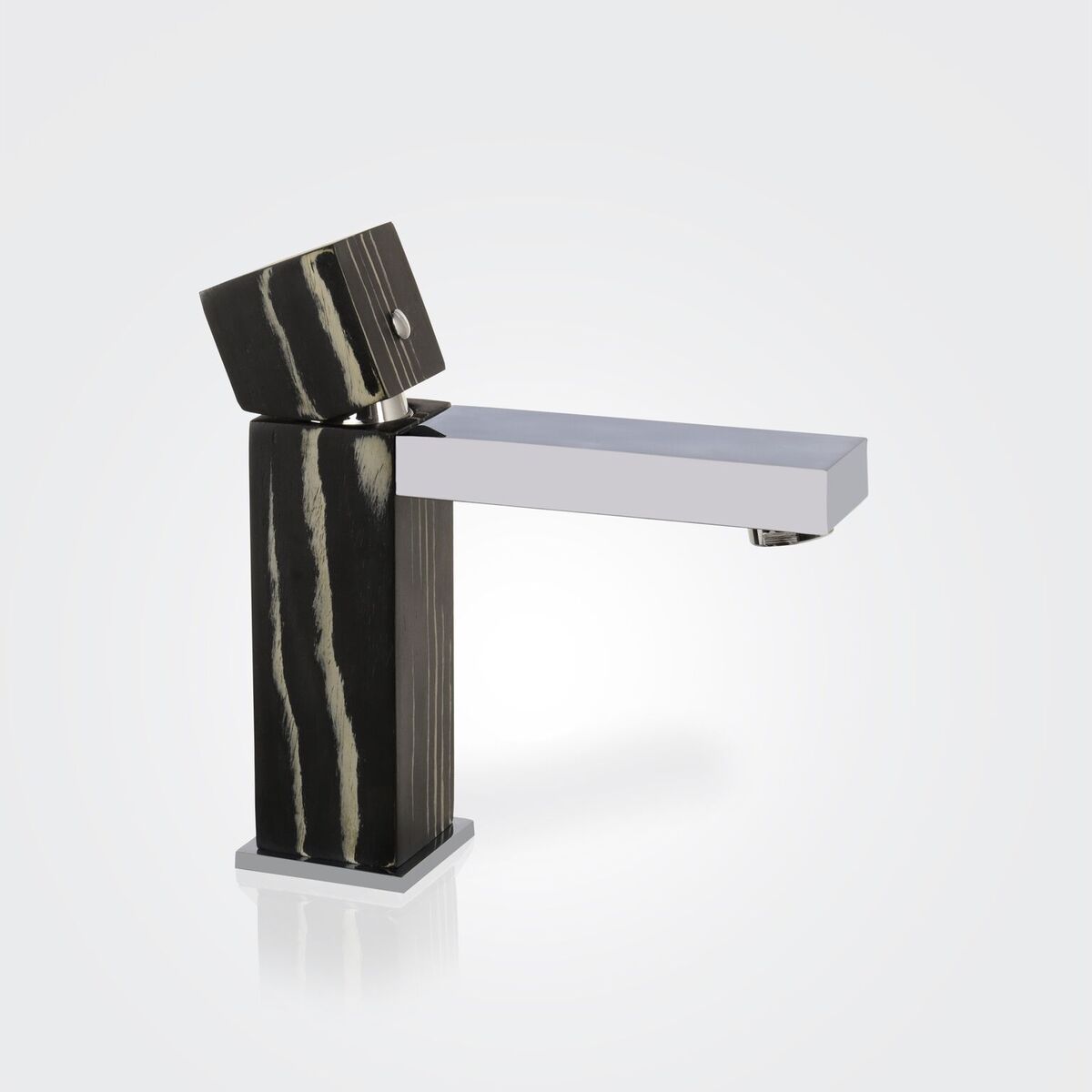Niedrige Waschtischarmatur GHD02 (Ausführung Ebenholz schwarz/weiß)