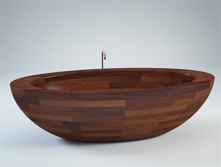 Holzbadewanne BAULA in Walnuss (Front)