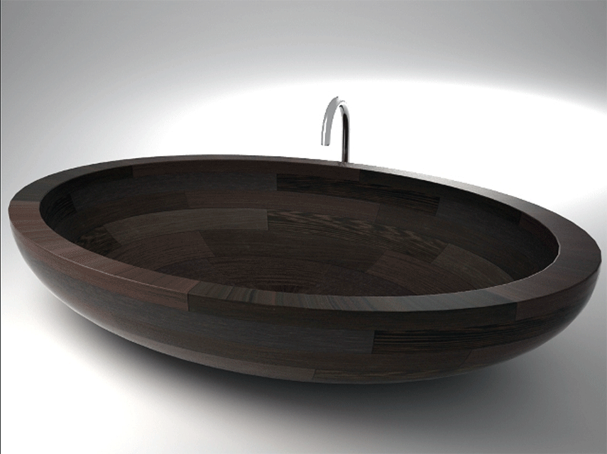 Holzbadewanne BAULA in Wenge (Front/Top)