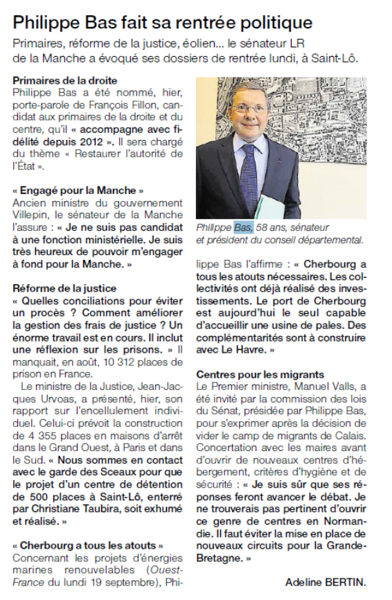 Ouest-France, 21/09/2016