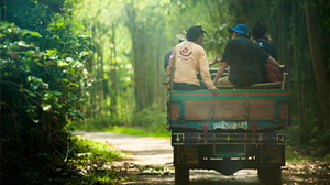 Tractor tour around the community
